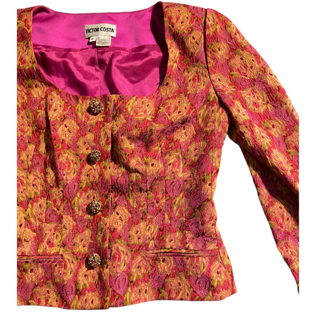 Victor Costa Multicolor Wrinkled Eye Catching Fitted Suit Size 6